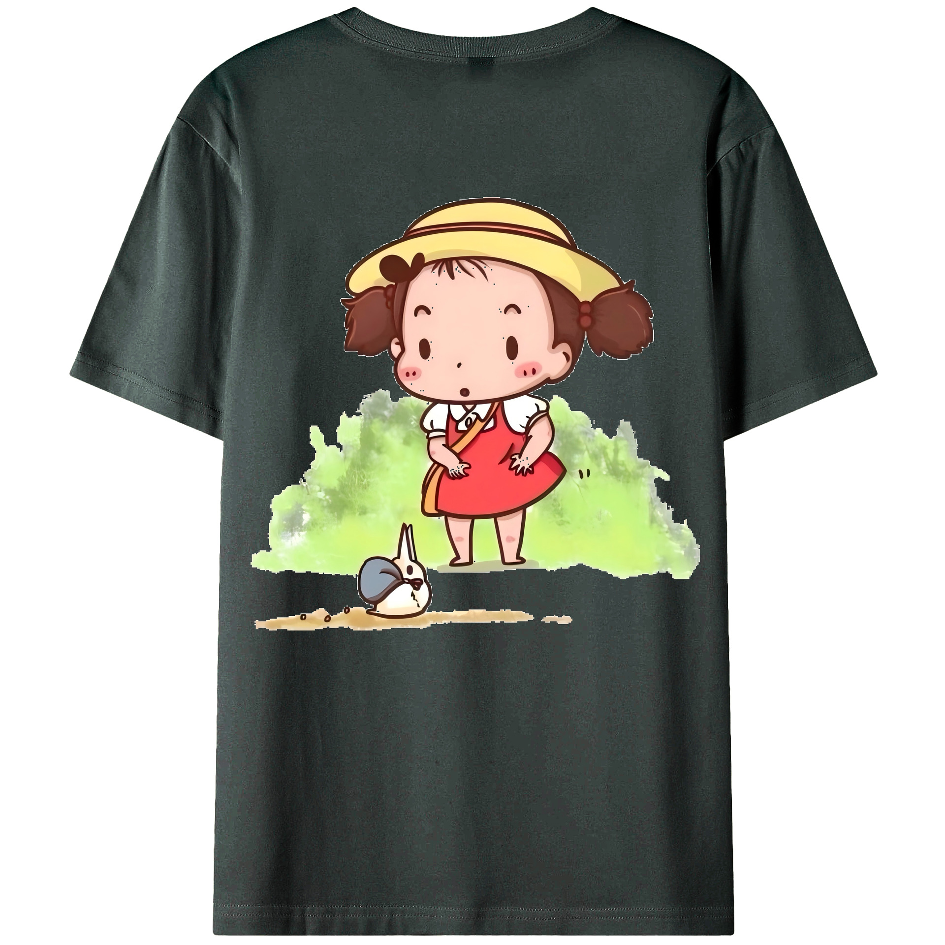 （画像用） となりのトトロ 草壁メイ 草壁サツキ My Neighbor Totoro Satsuki Kusakabe Mei Kusakabe 綿100％ メンズ半袖Tシャツ（バックプリント） 通気性